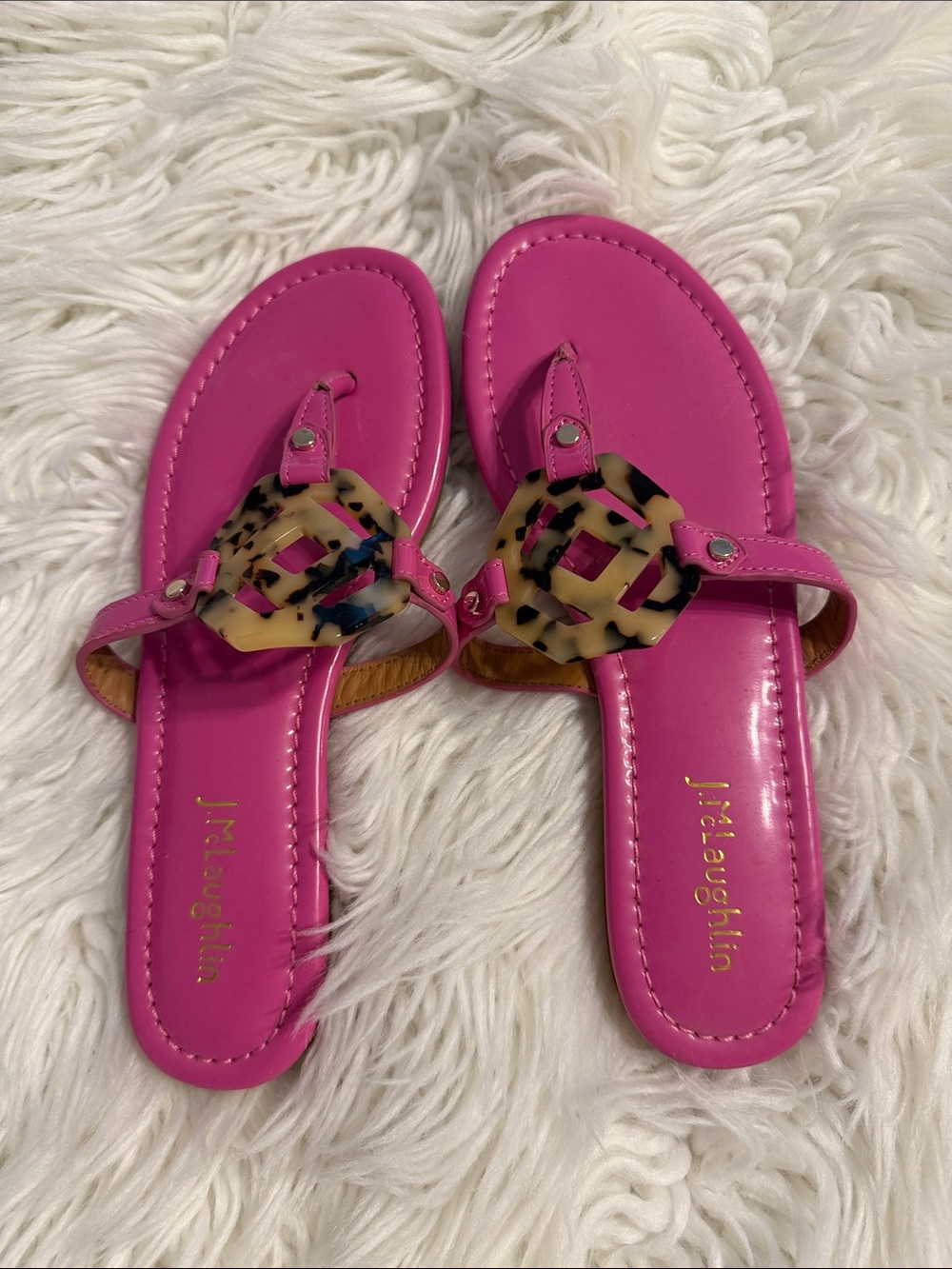J. McLaughlin Hot Pink Sandals with Tortoiseshell Accent size 7.5 BNWOT